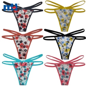 Lace Thongs for Women Cross Strap Panties Stretch Low Rise Hipster V String Underwear