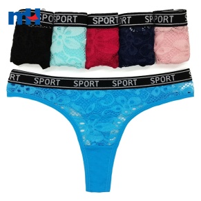 Cotton Thong with Logo Printed Elastic Waistband